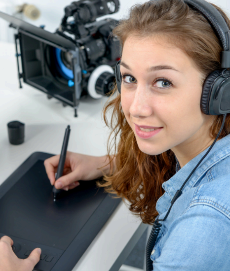 A QC specialist reviews complete language subtitling services for media, verifying line breaks, speed, and sync.