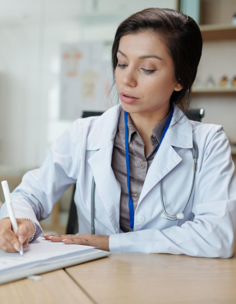 A healthcare client meets a project team, choosing pharmaceutical translation services in New York as a long-term medical.