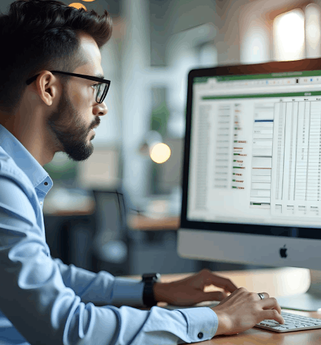 Finance staff use numeric data entry services with multi-level quality checks to reconcile totals in a shared spreadsheet.