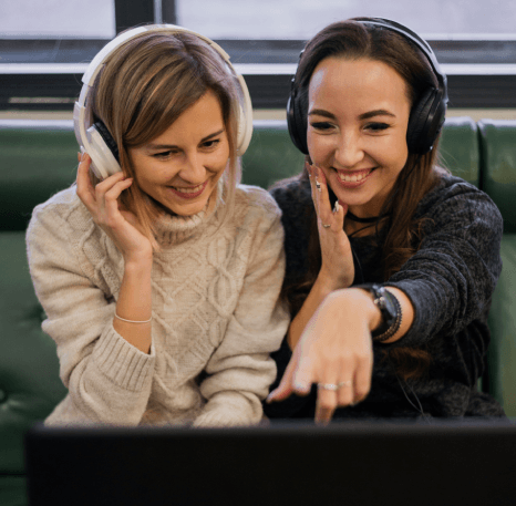 A global team reviews multilingual subtitles as corporate video captioning services localize terms for each market.