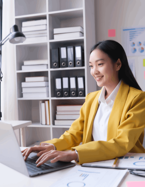 A linguist checks multilingual survey localization side-by-side, using Survey Translation Services to ensure accuracy.