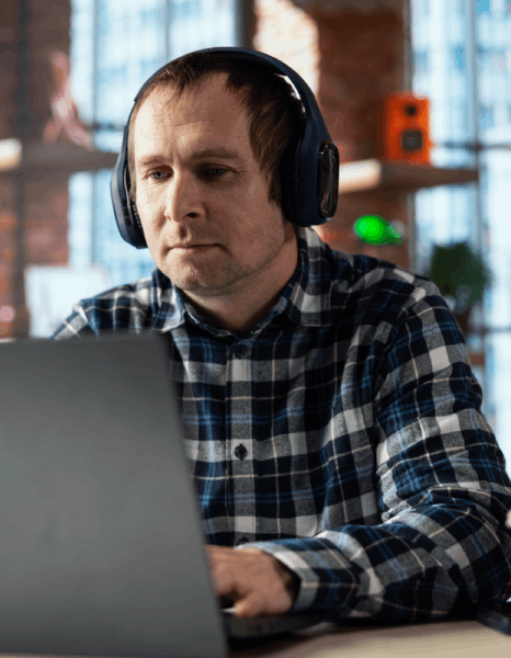 An editor checks SDH cues and speaker labels in Cyrillic, applying native quality assurance in russian subtitling services.