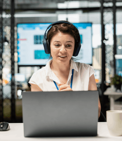 A customer using an enhanced viewing experience with Netflix Captioning Services, improving accessibility and engagement.