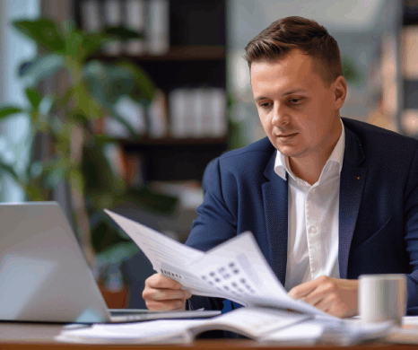 A New York project manager reviews a bilingual pitch deck, using spanish translation services new york for business launches.