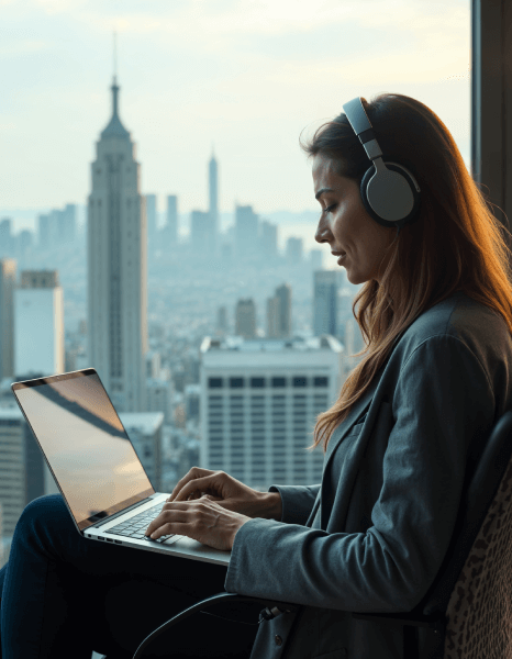 Professional providing accurate transcription services in New York City, delivering same day files with multilingual support.