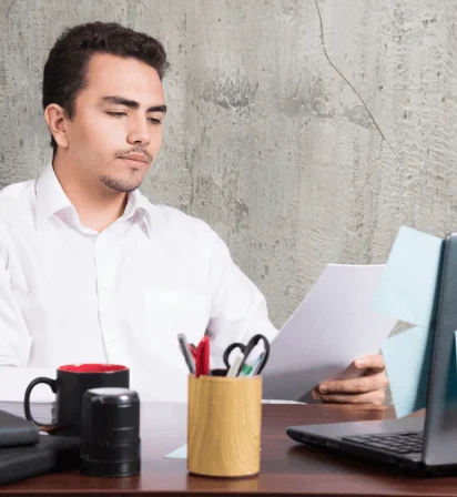 A translator works late at night as speed translation services deliver urgent multilingual documents before morning review.