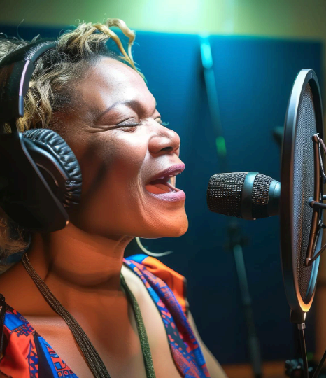 A producer exports MP3 and WAV deliverables for Portuguese Voice Over Services, labeling files for web, app, and video use.