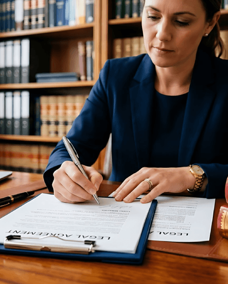 A litigation team checks line numbering and exhibits as legal depositions transcription services format transcripts.