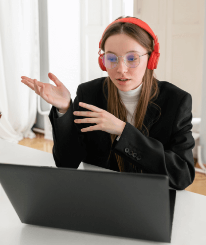 A professional using open captioning services tools to give viewers accurate, readable captions that enhance accessibility.