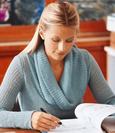 A project lead compares a web page, contract, and transcript while Swedish translation services adapt each for its use.