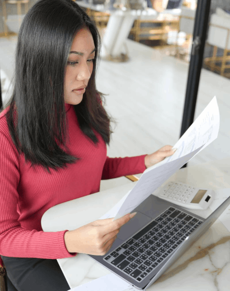 A specialist aligns certificate fields and terminology, demonstrating Thai translation services for accurate communication.