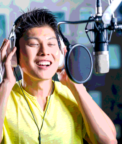 A native artist records in a treated booth as Tagalog Voice Over Services capture natural Tagalog pacing and tone.