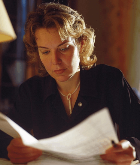 A translator signs a Certificate of Accuracy for a USCIS file, completing certified french translation services.