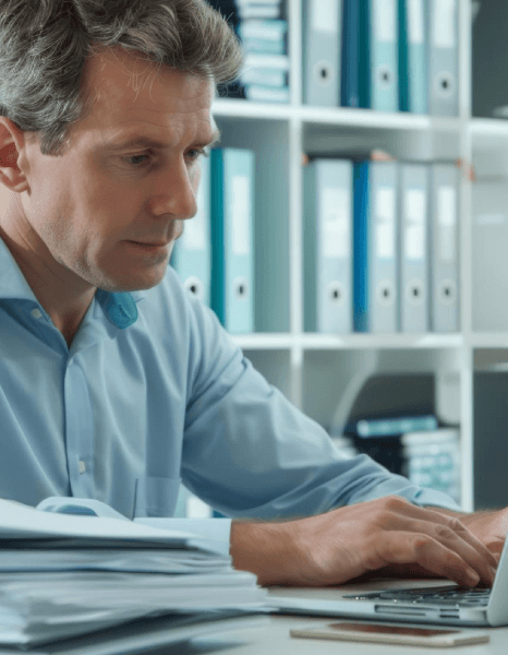 A staff member rebuilds report tables in Word using Copy typing services for business records and corporate documents.