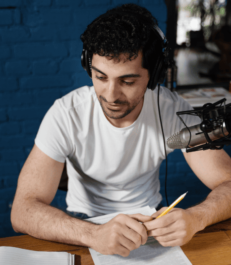 A transcriber working on sermon audio transcription to make spiritual messages accessible to all. A transcriber working on sermon audio transcription to make spiritual messages accessible to all.