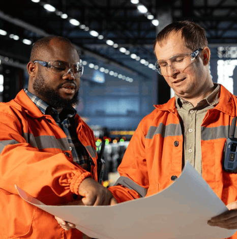 An engineer marks up a factory SOP as Czech translation services align industry terminology for equipment instructions.