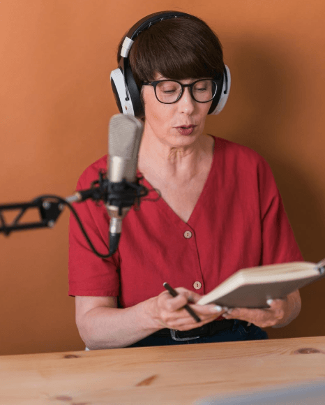 A producer exports WAV files and metadata for audio guide technical features during a voice over service for museum tour.