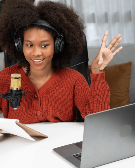 A narrator records an auto-attendant script as Telephone Voiceover Services deliver natural greetings for IVR systems.