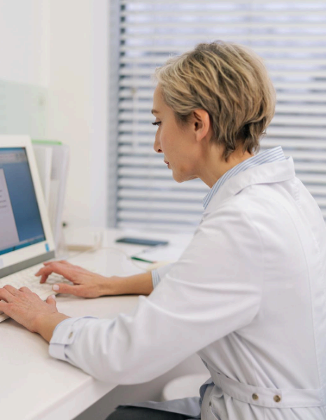 A captioner times language subtitling services for a clinic explainer video, keeping procedure names clear and readable.