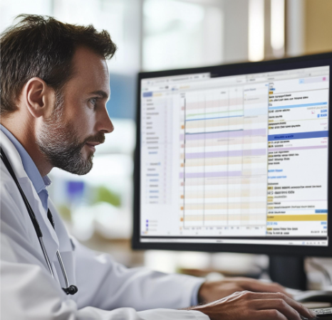 A coordinator flags a STAT request for medical records translation in New York, routing files for a 24-hour rush.