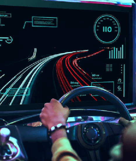 A gamer enjoying his car racing because of the essential features of video game voice overs offered by our company