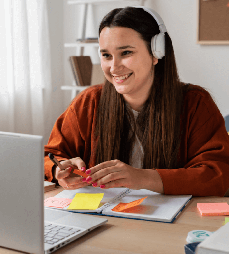 Student benefits from elearning video-translation that supports language-specific academic training.