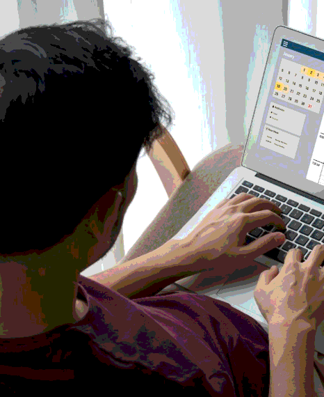 A subtitler aligns dialogue to waveform for precise timing and formatting in Tagalog Subtitling Services on a laptop.