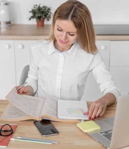 A chartered accountant reviews a translated tax schedule for Accounting Translation Services worldwide to ensure compliance.