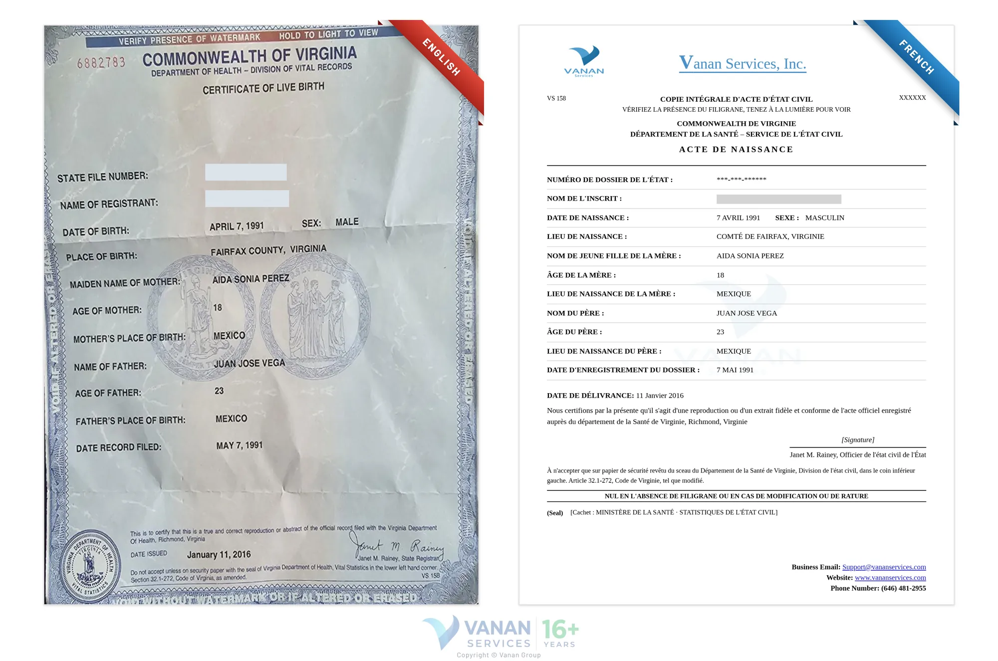 English to French certified translation sample