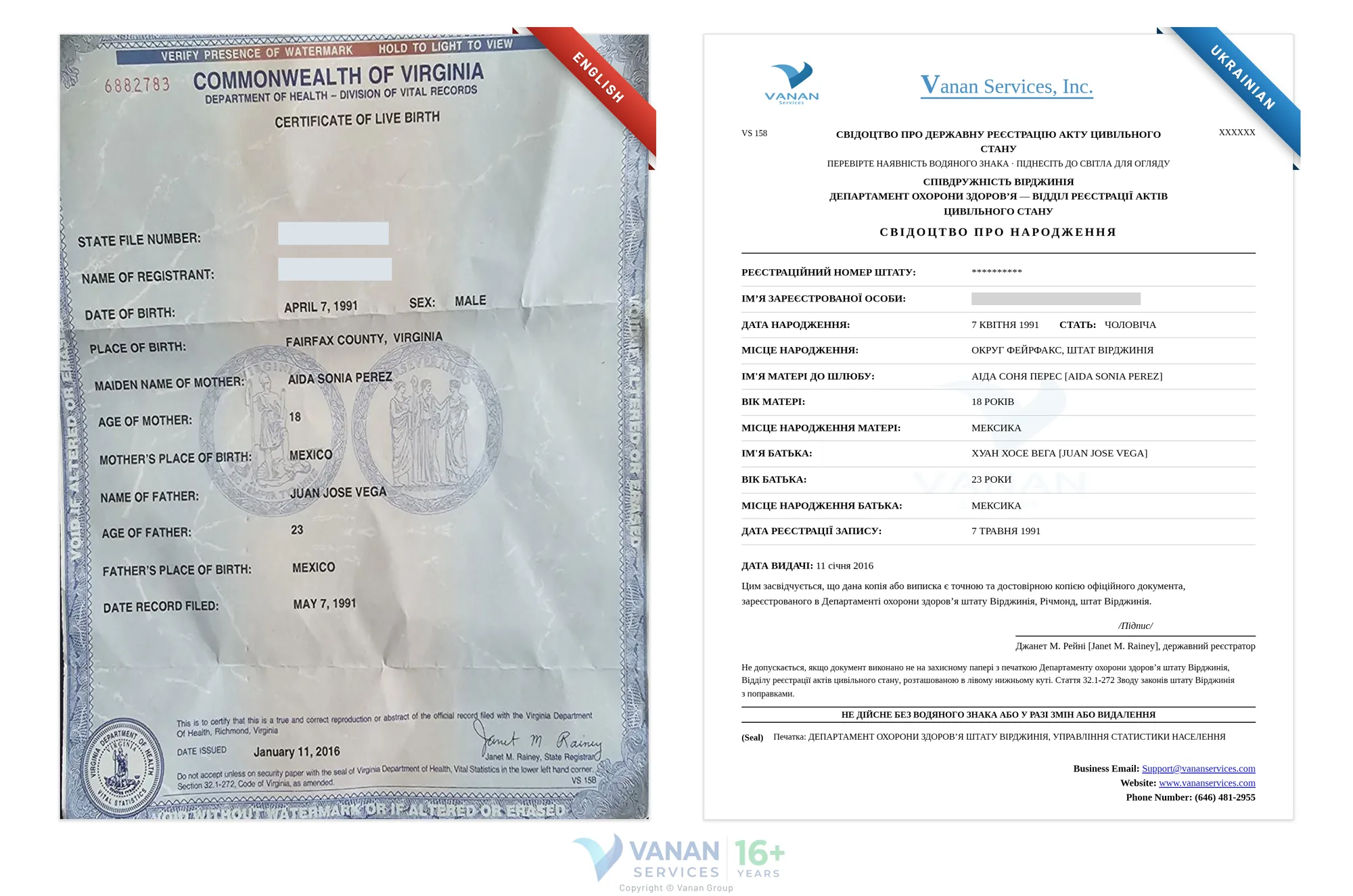 English to Ukrainian certified translation sample