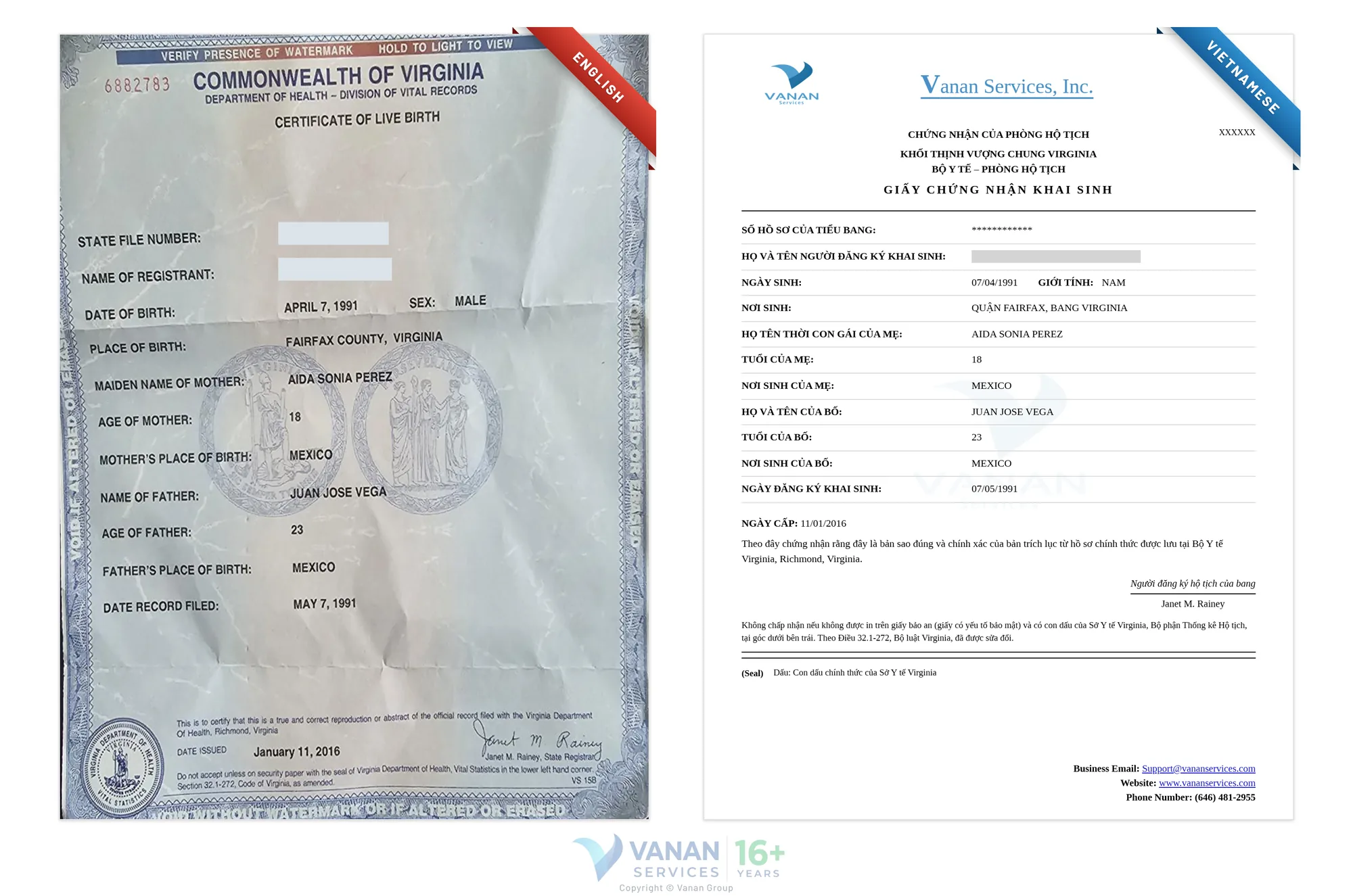 English to Vietnamese certified translation sample