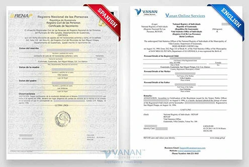 Spanish to English Certified Translation sample