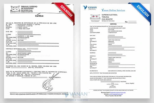 Spanish to English certified translation sample
