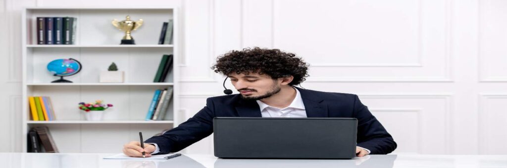 A professional person working on video to create a subtitle