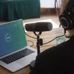 A professional voice-over artist working on voice-over services for entertainment industry