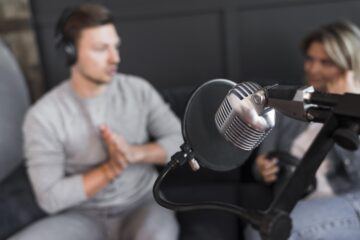 A person giving 12 Brilliant Voice Over Tips for Podcasters