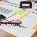 Office equipment put on table