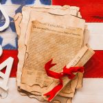 Usa independence day composition with declaration and letters