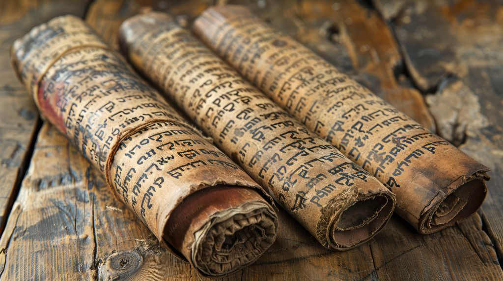 View of ancient paper scroll for writing and documenting
