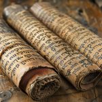 View of ancient paper scroll for writing and documenting