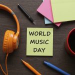 World music day celebration with headphones