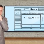 Business presentation screen showing captions and subtitles during corporate meeting in modern conference room